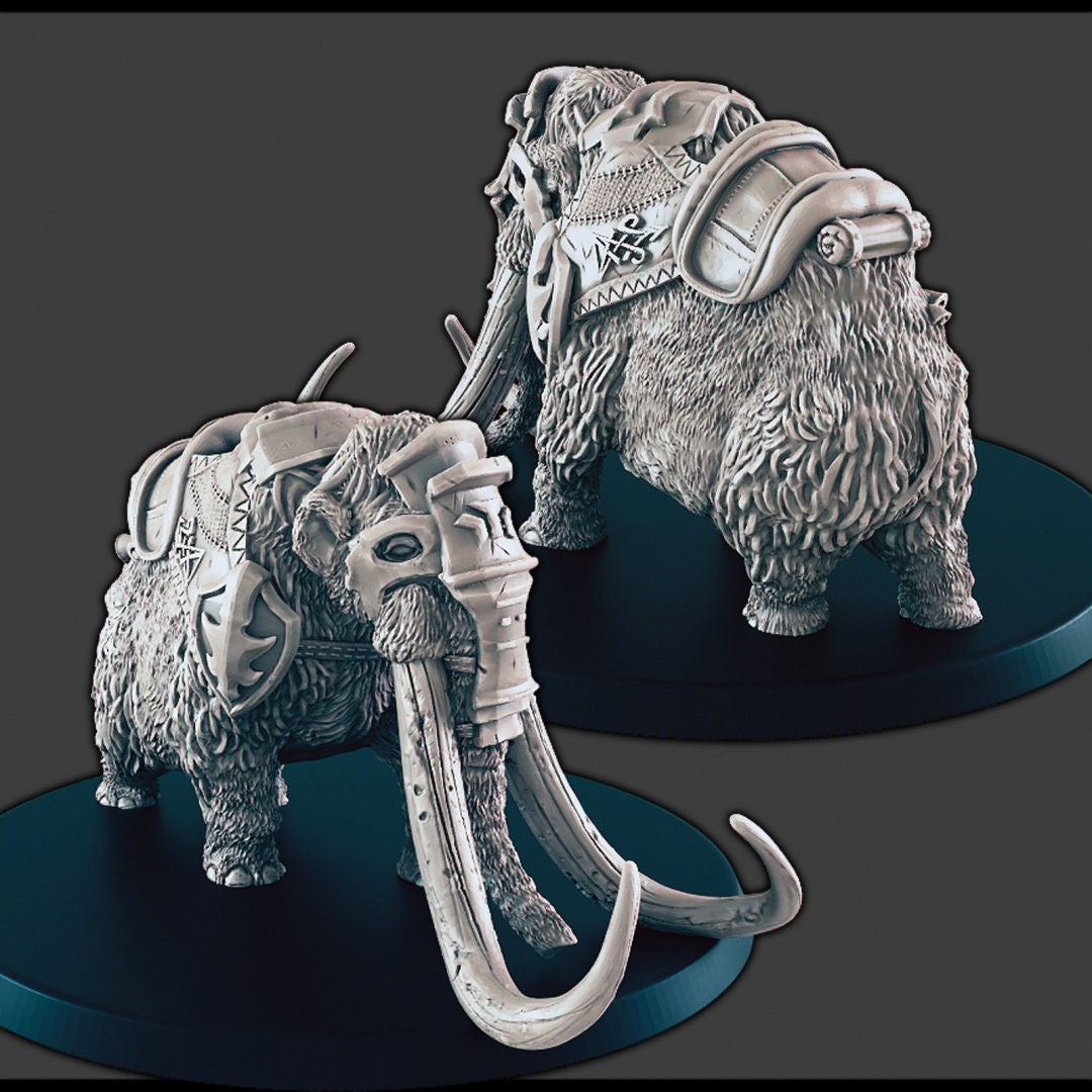 Armored / Regular Mammoth - DND mini - EC3D Wintertide, Winter Miniature | Elephant | Animal | Cold | 32mm | Snow | Arctic | Pathfinder-2