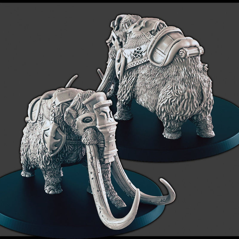 Armored / Regular Mammoth - DND mini - EC3D Wintertide, Winter Miniature | Elephant | Animal | Cold | 32mm | Snow | Arctic | Pathfinder-2