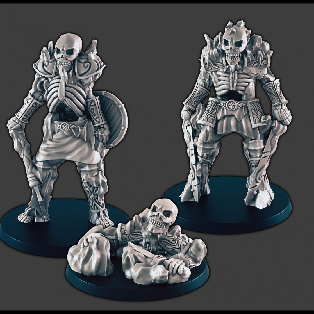 Frost / Frozen Skeletons - DND mini - EC3D Wintertide, Winter Miniature | Monster | Cold | 32mm | Snow | Arctic | Undead | Necromancer-1