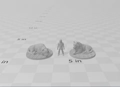 Chained Tigers  - DND mini, EC3D Scorching Sands, Desert Miniatures | Animal | Large | Cat | Eastern | Pathfinder | Oasis | Dunes-2