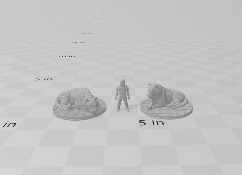 Chained Tigers  - DND mini, EC3D Scorching Sands, Desert Miniatures | Animal | Large | Cat | Eastern | Pathfinder | Oasis | Dunes-2