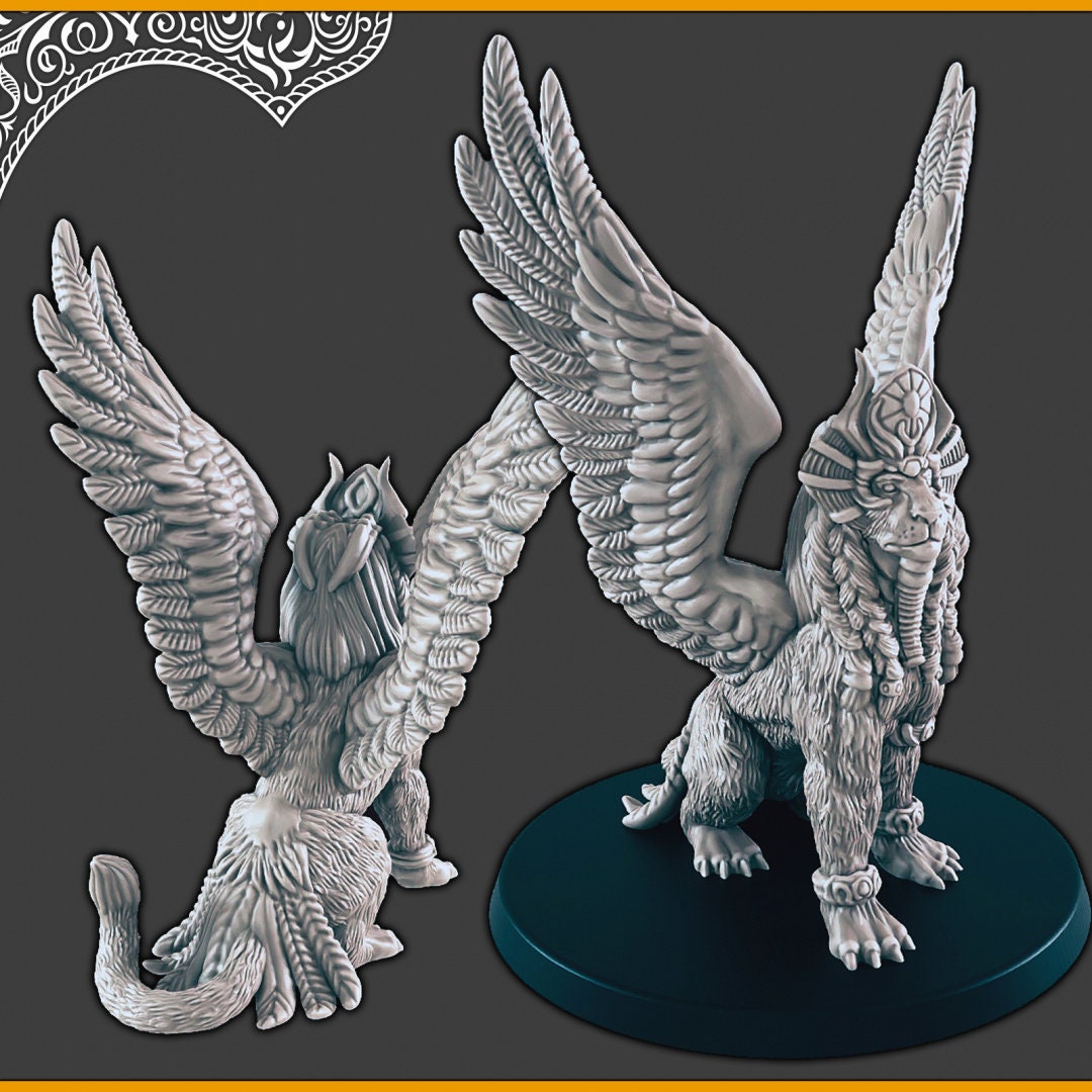 Sphynx  - DND mini, EC3D Scorching Sands, Desert Miniatures | Animal | Large | Cat | Egypt | Pathfinder | Oasis | Dunes-1