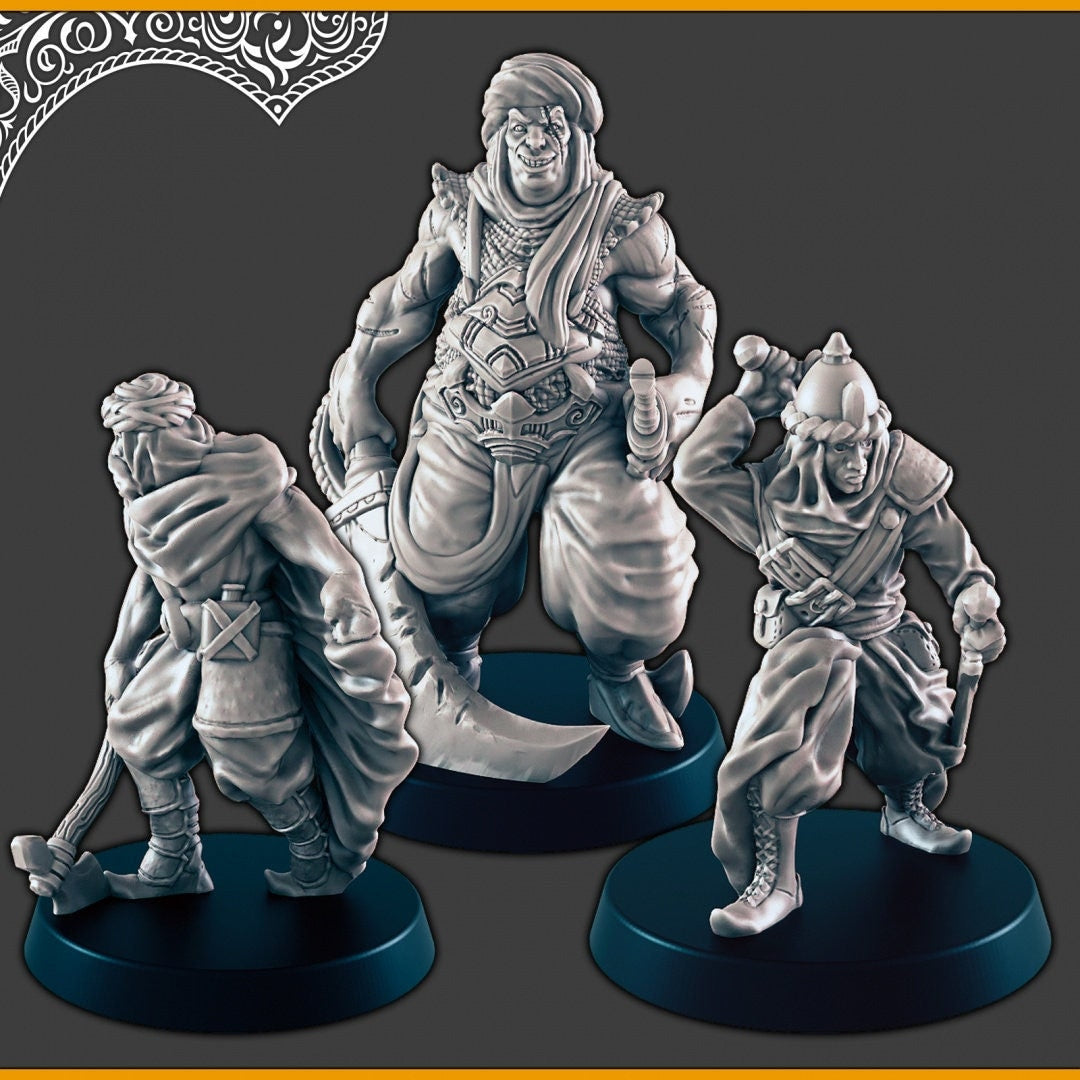 Desert Bandits / Marauders - DND mini - EC3D Scorching Sands, Desert Miniatures | Human | Sand | Eastern | Rogue | Fighter | Pathfinder-1