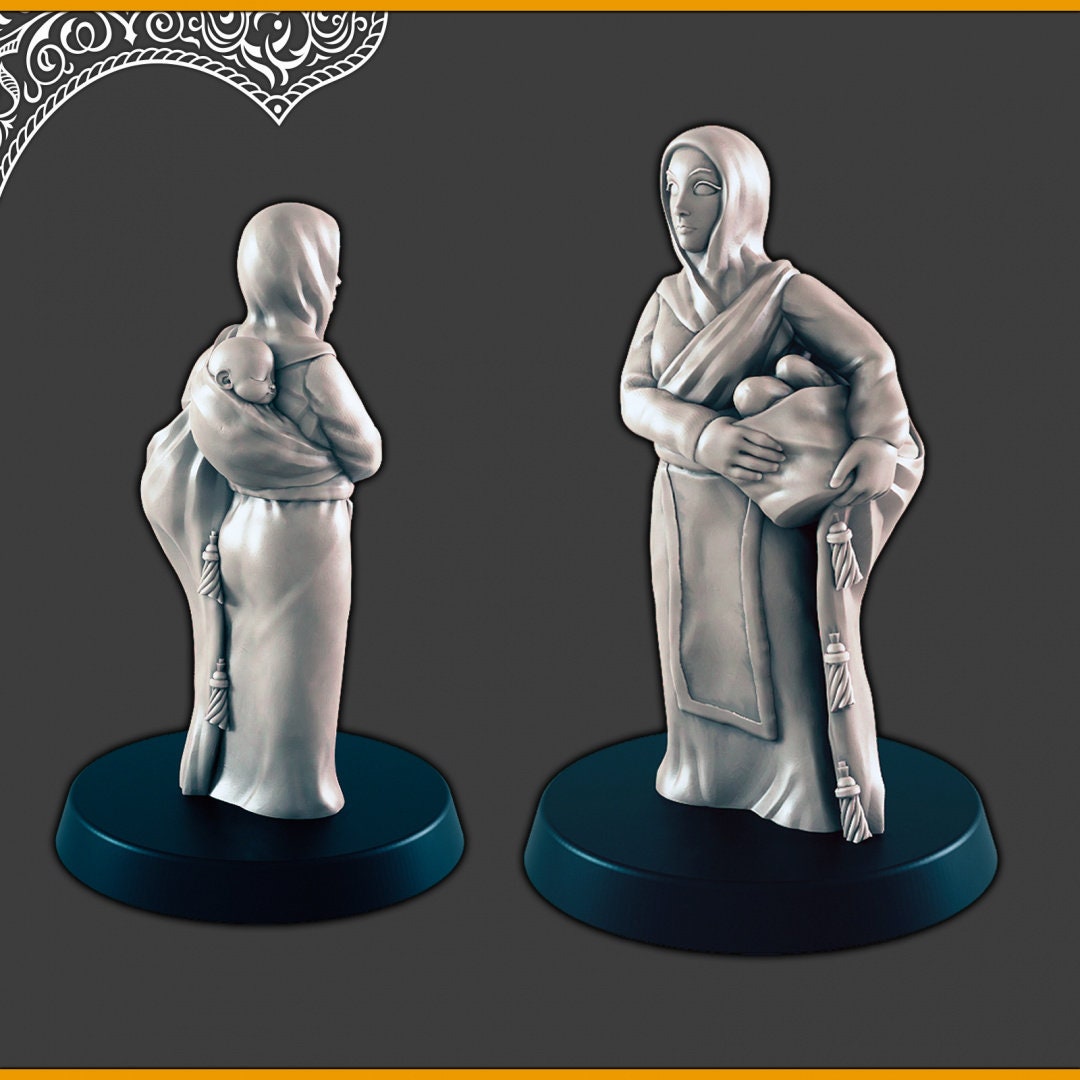 Desert Commoners / Streetfolk - DND mini - EC3D Scorching Sands, Desert Miniatures | Villager | Inn | Eastern | Female | Male | Beggar |-2