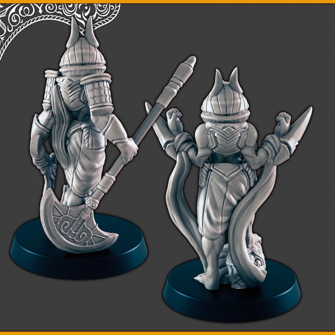 Anubis-kin / Jackalware Warriors - DND mini, EC3D Scorching Sands, Desert Miniatures | Celestial | Beastmen | Monster | Sand | Jackal | God-2