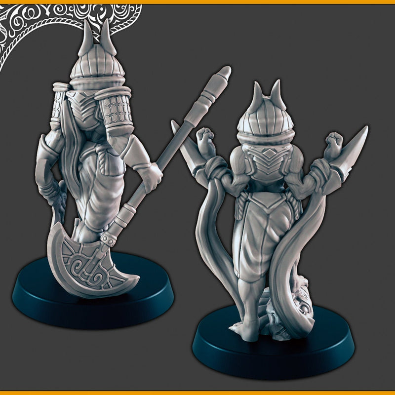 Anubis-kin / Jackalware Warriors - DND mini, EC3D Scorching Sands, Desert Miniatures | Celestial | Beastmen | Monster | Sand | Jackal | God-2
