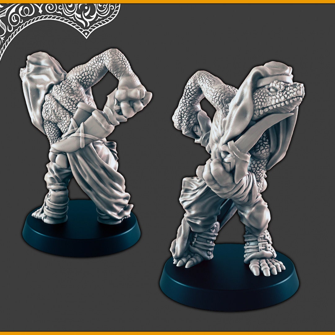 Snakefolk - DND mini, EC3D Scorching Sands, Desert Miniatures | Assassin | Beastmen | Monster | Bandit | Naga | Sorceress | Lamia | Fighter-3