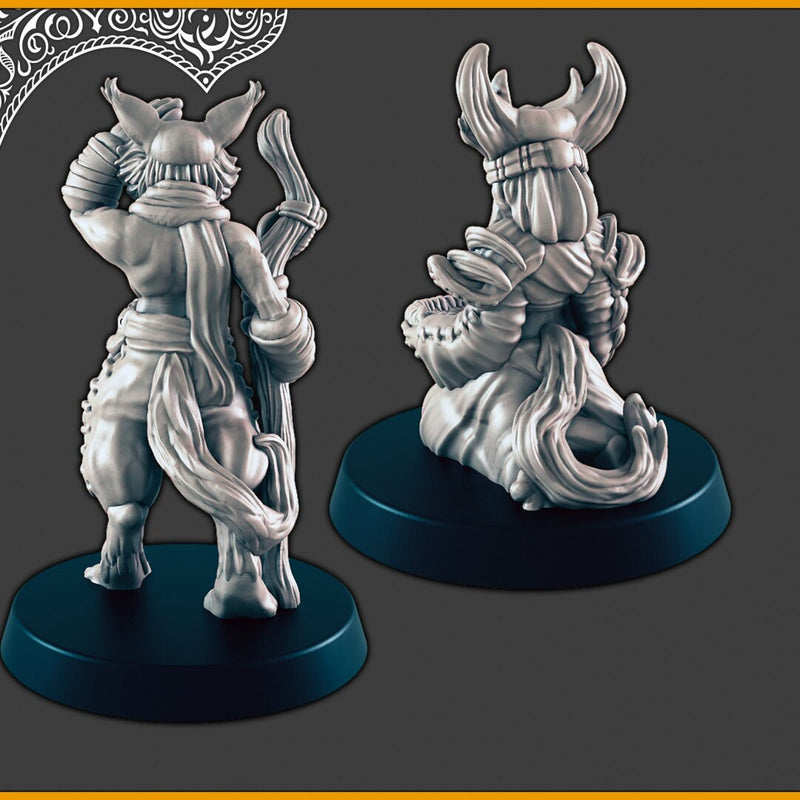 Desert Catfolk - Seer and Guide - DND mini, EC3D Scorching Sands, Desert Miniatures | Tabaxi | Male| Female | Villager | Commoner | NPC-2