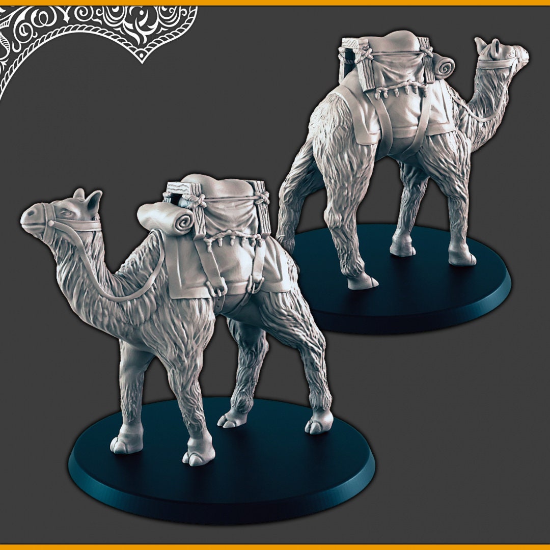 Camels - DND mini, EC3D Scorching Sands, Desert Miniatures | Animal | Pack | Oasis | Eastern | Arabian | Sand | Large | Caravan-4