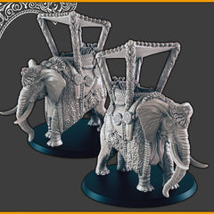 Desert/Arabian Elephants + Howdah - DND mini, EC3D Scorching Sands, Desert Miniatures | Animal | Pack | Oasis | Eastern | Sand | Caravan-4