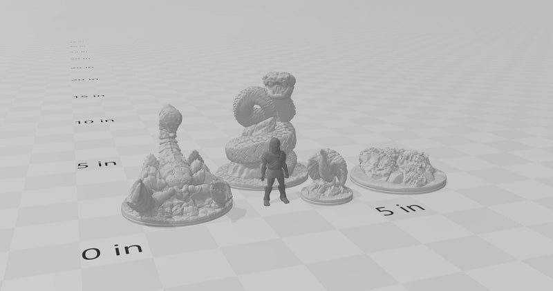 Desert Animals - DND mini, EC3D Scorching Sands, Desert Miniatures | Giant Scorpion | Vulture | Scarabs | Beetle Swarm | Viper | Insects-2