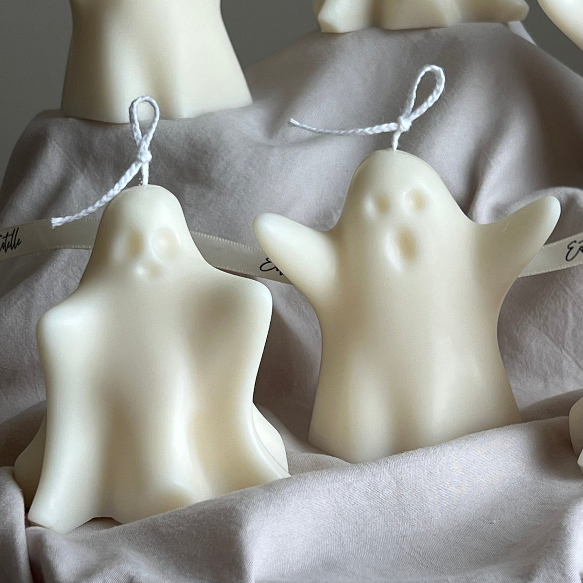 Handmade Halloween Ghost Candle: Sculptural Soy Wax Decor-5