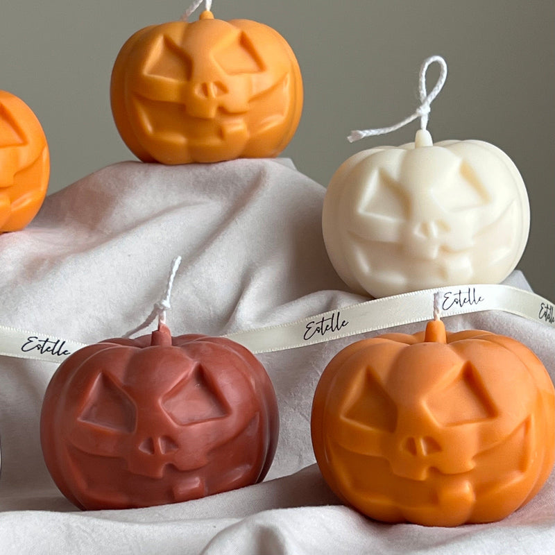 Hand Poured Halloween Pumpkin Candle | Soy Wax Sculptural Candle-2