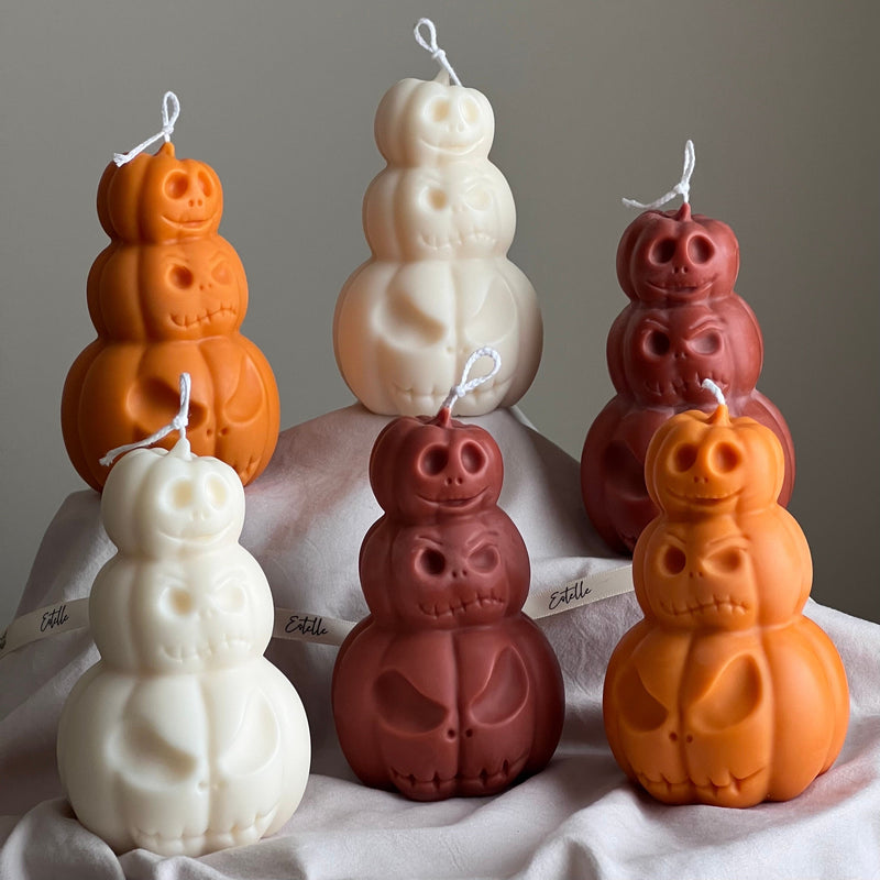 Hand Poured Halloween Pumpkin Candle: Sculptural Soy Wax Decor-1