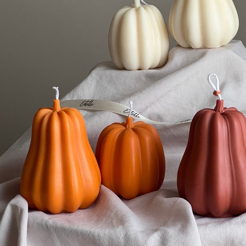 Handmade Autumn Pumpkin Soy Wax Candle Set: Spooky Home Decor-2