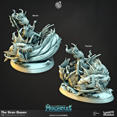 The Siren Queen - dnd and wargaming miniature - Sea Elf, Merfolk, Mermaid, Triton, Water Genasi, Pathfinder, Aquatic, Monster, Sorceress-1
