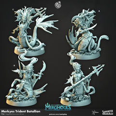 Merkyes Trident Battalion - dnd and wargaming miniature - Sea Elf, Merfolk, Mermaid, Triton, Pathfinder, Aquatic, Monster, Fighter Barbarian-1