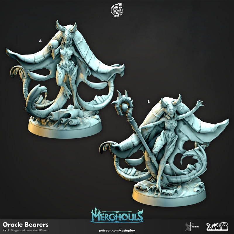 Oracle Bearers - dnd and wargaming miniature - Merfolk, Mermaid, Triton, Pathfinder, Aquatic, Sorcerer, Cleric, Wizard, Underwater, Deep Sea-1