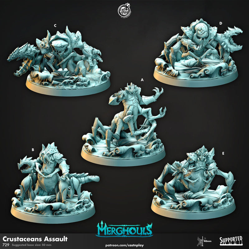 Crustacean Assault - dnd and wargaming miniature - Merfolk, Pathfinder, Aquatic, Crab, Shellfish, Fighter, Monster, Underwater, Deep Sea-1