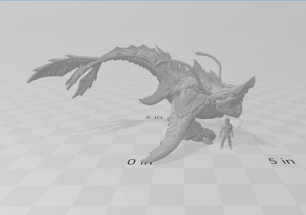 Abyssal Tidehunter - dnd and wargaming miniature - Shark, Animal, Monster, Deep Sea, Pathfinder, Aquatic, Underwater, Gargantuan, Ray-2