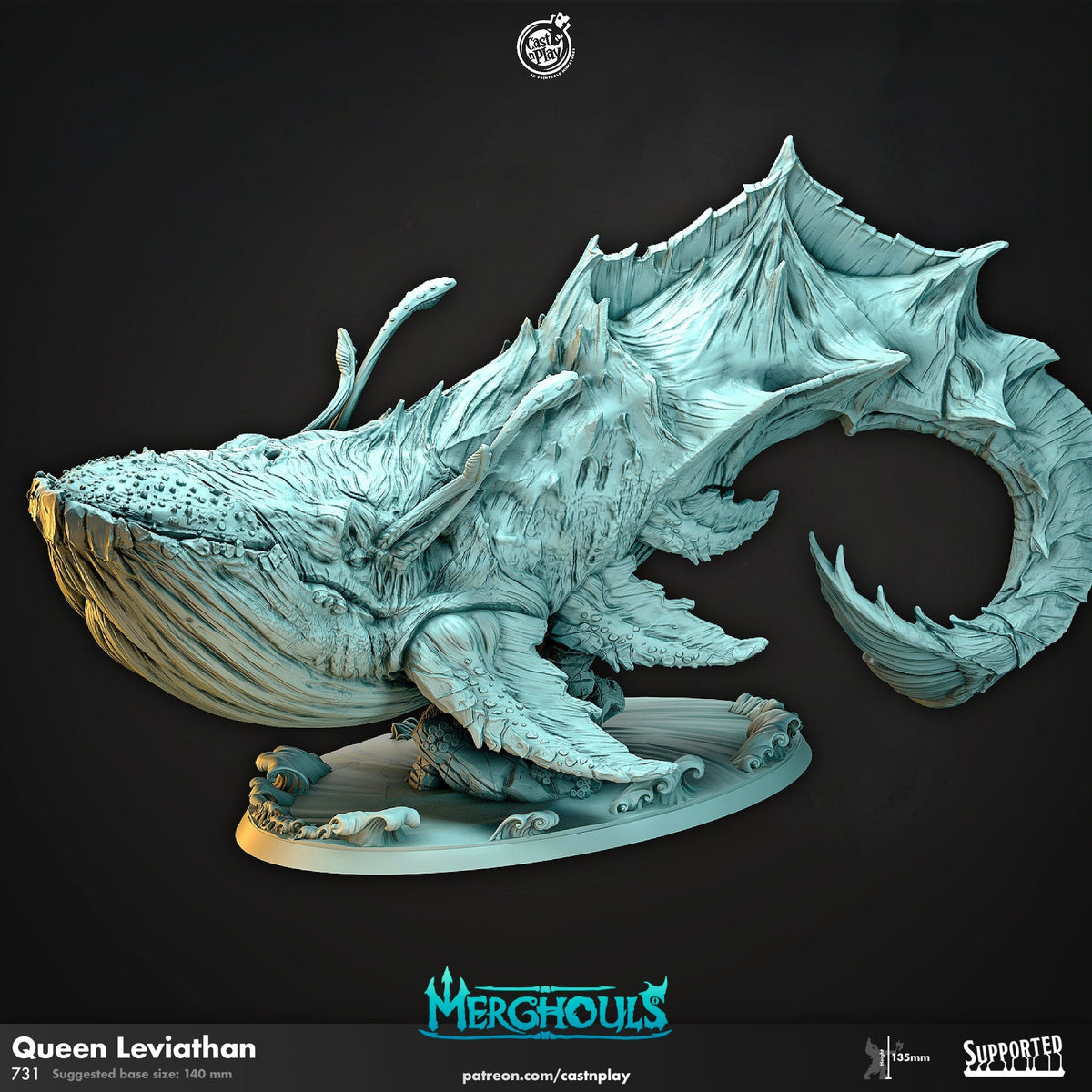 Queens Leviathan - dnd and wargaming miniature - Blue Whale, Animal, Monster, Deep Sea, Pathfinder, Aquatic, Underwater, Gargantuan, Ocean