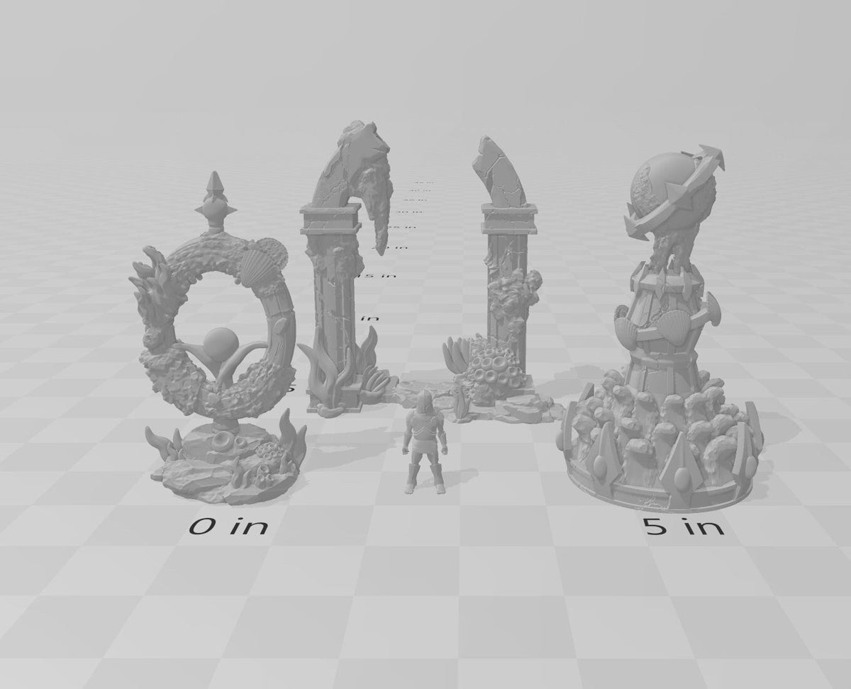 Merghouls Terrain - dnd and wargaming miniature - Underwater Scatter Terrain, Deep Sea, Ocean, Atlantis, Fantasy, Merfolk, Triton Pathfinder-2