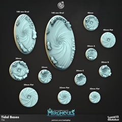 Merghoul Bases - dnd and wargaming Kitbash - Underwater theme, Deep Sea, Ocean, Atlantis, Fantasy, Merfolk, Triton Pathfinder, basing-1