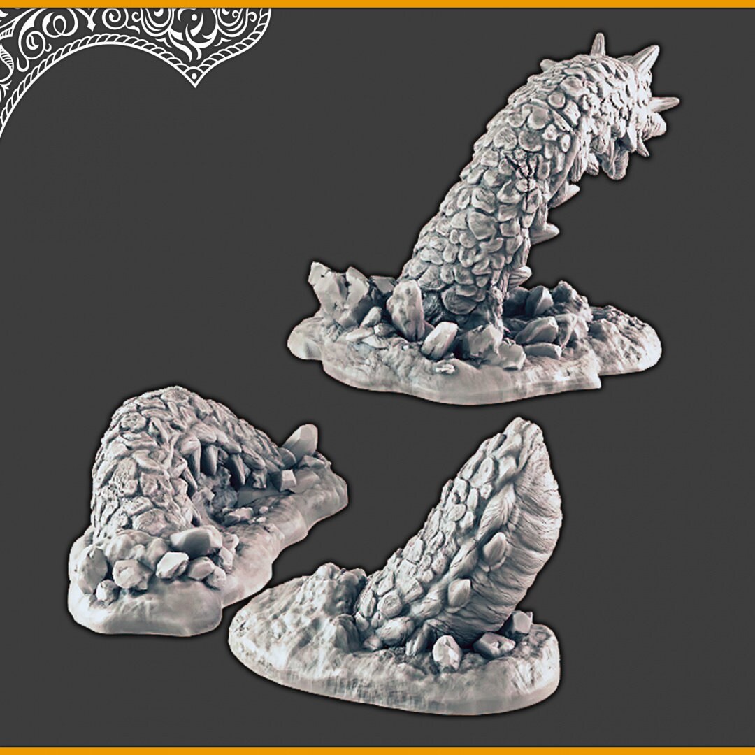 Sand Worm - DND mini, EC3D Scorching Sands, Desert Miniatures | Wyrm | Huge | Tunnel | Boss | Eastern | Pathfinder | Legendary-2