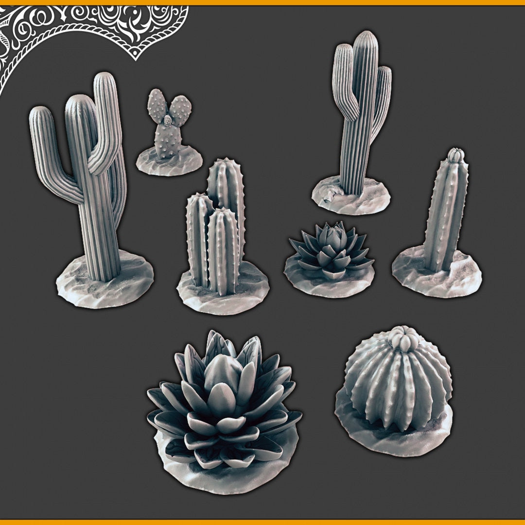 Desert Plants and Cactii - 28mm DND Terrain, EC3D Scorching Sand, Desert Scenery | Cactus | Dunes | Scatter | Pathfinder | Wargaming Oasis-1