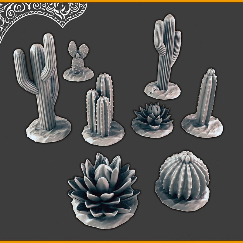 Desert Plants and Cactii - 28mm DND Terrain, EC3D Scorching Sand, Desert Scenery | Cactus | Dunes | Scatter | Pathfinder | Wargaming Oasis-1