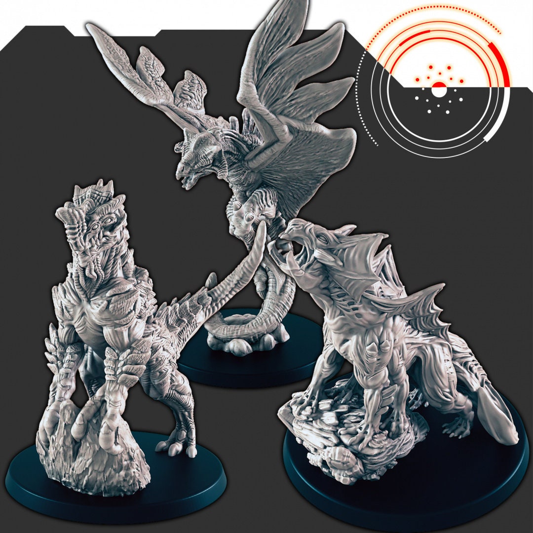 Sci-Fi Alien Beasties Set 1 - EC3D | Legion | Cyberpunk | Starfinder | Scifi | Predator | Futuristic | Raezzar | Judurian | Male | Female