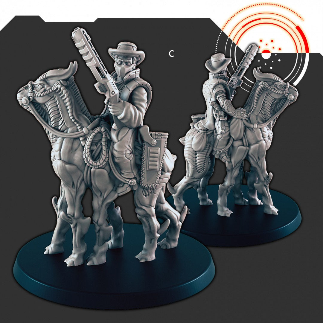 Sci-fi Space Cowboy mini set - EC3D | Legion | Cyberpunk | Starfinder | Scifi | Horse | Steed | Futuristic | Cybernetic | Montana Bones-2