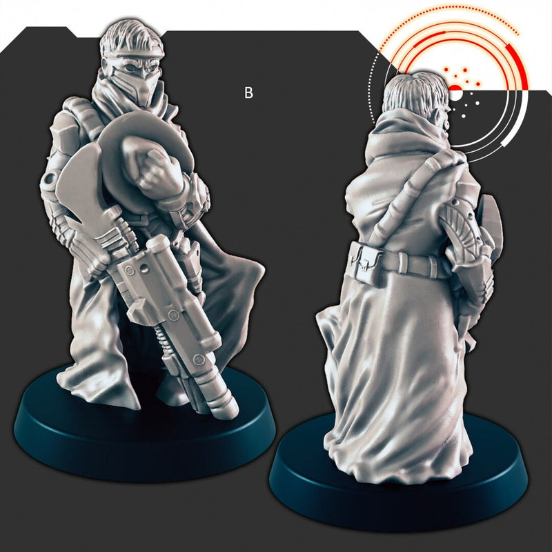 Sci-fi Space Cowboy mini set - EC3D | Legion | Cyberpunk | Starfinder | Scifi | Horse | Steed | Futuristic | Cybernetic | Montana Bones-3