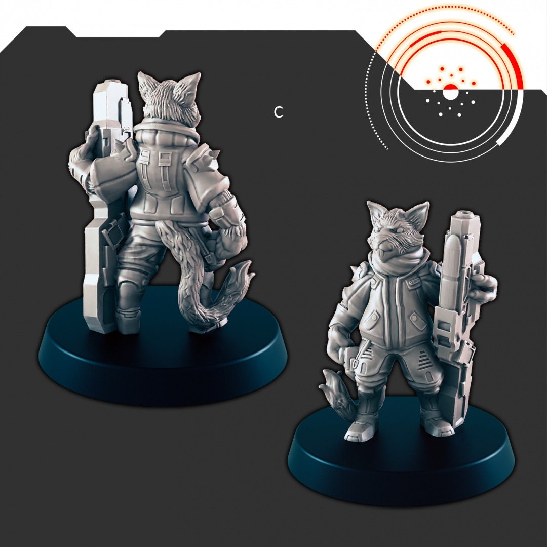 Sci-Fi Ship Members mini set - EC3D | Legion | Cyberpunk | Starfinder | Scifi | Hover Wheelchair | Futuristic | Cybernetic | Rat | Alien-4