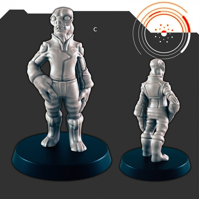 Sci-Fi Alien Civilians mini set - EC3D | Legion | Cyberpunk | Starfinder | Scifi | Futuristic | Cybernetic | Alien | Male | Female-4