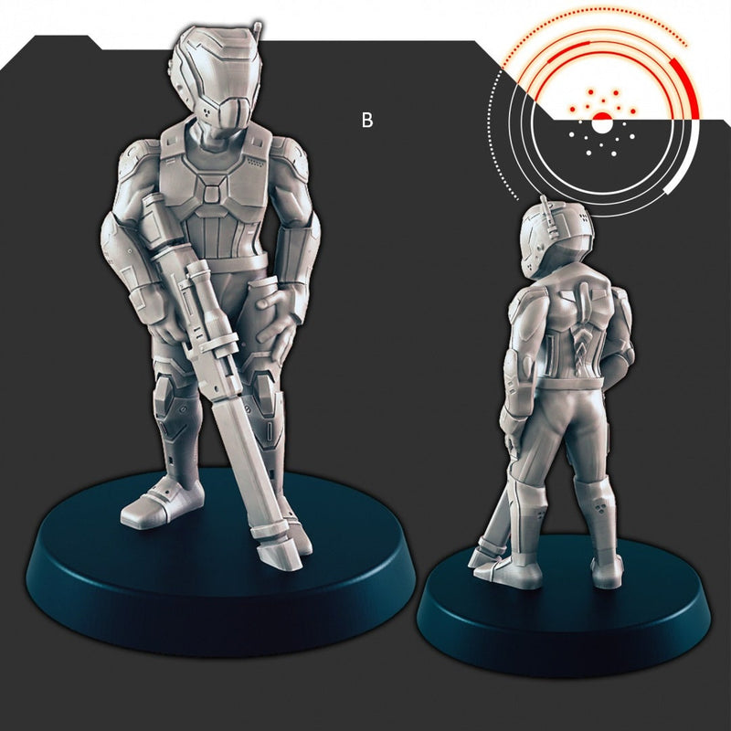 Sci-Fi Alliance Patrol mini set - EC3D | Legion | Cyberpunk | Starfinder | Scifi | Police | Futuristic | Human | Soldier | Male | Female-3