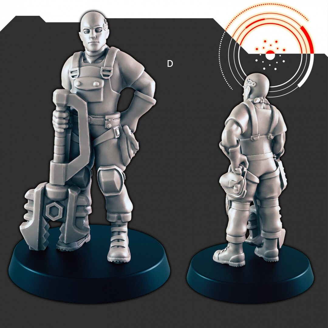 Sci-Fi Dock Workers and Pilots mini set - EC3D | Legion | Cyberpunk | Starfinder | Scifi | Futuristic | Cybernetic | Alien | Male | Female-5