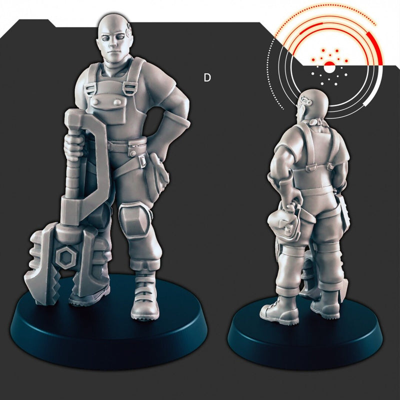 Sci-Fi Dock Workers and Pilots mini set - EC3D | Legion | Cyberpunk | Starfinder | Scifi | Futuristic | Cybernetic | Alien | Male | Female-5