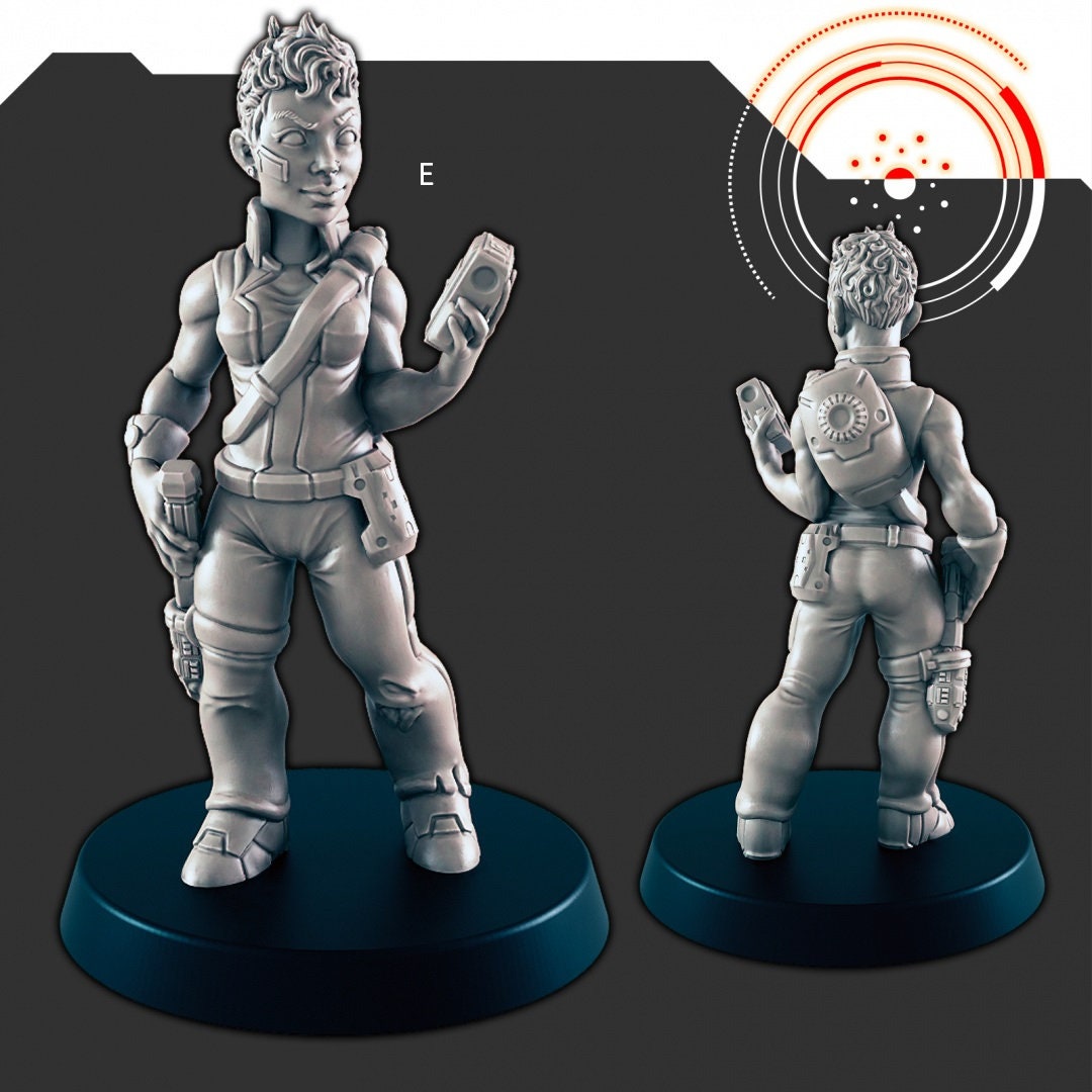 Sci-Fi Badass Ladies mini set - EC3D | Legion | Cyberpunk | Starfinder | Scifi | Cybernetic | Alien | Human | Female | Rogue | Bandit-6