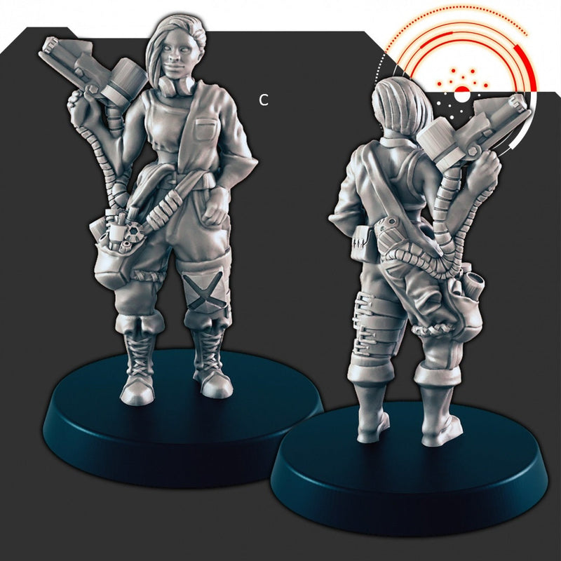 Sci-Fi Badass Ladies mini set - EC3D | Legion | Cyberpunk | Starfinder | Scifi | Cybernetic | Alien | Human | Female | Rogue | Bandit-4