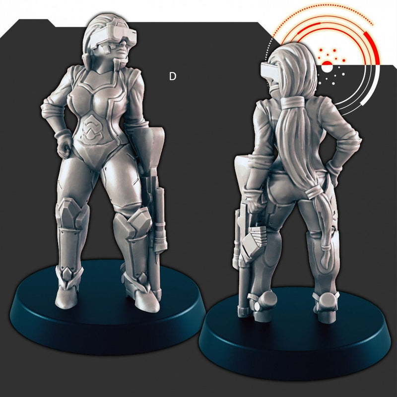 Sci-Fi Badass Ladies mini set - EC3D | Legion | Cyberpunk | Starfinder | Scifi | Cybernetic | Alien | Human | Female | Rogue | Bandit-5