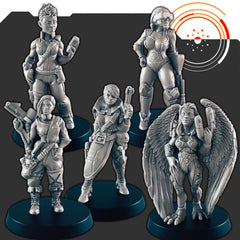 Sci-Fi Badass Ladies mini set - EC3D | Legion | Cyberpunk | Starfinder | Scifi | Cybernetic | Alien | Human | Female | Rogue | Bandit-1