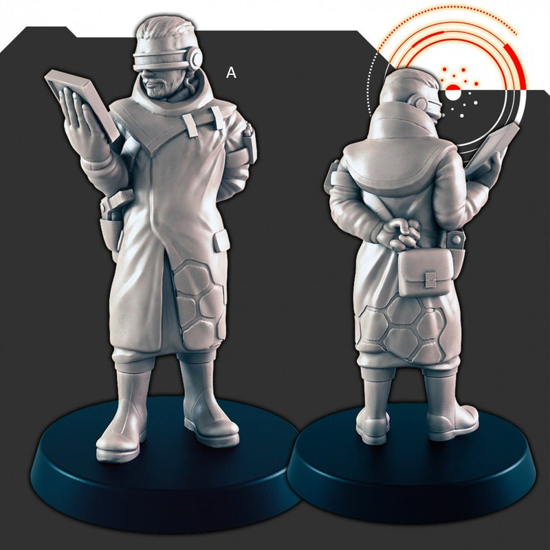 Sci-fi Explorers and Scientists mini set - EC3D | Legion | Cyberpunk | Starfinder | Scifi | Futuristic | Cybernetic | Space | Male | Female-3