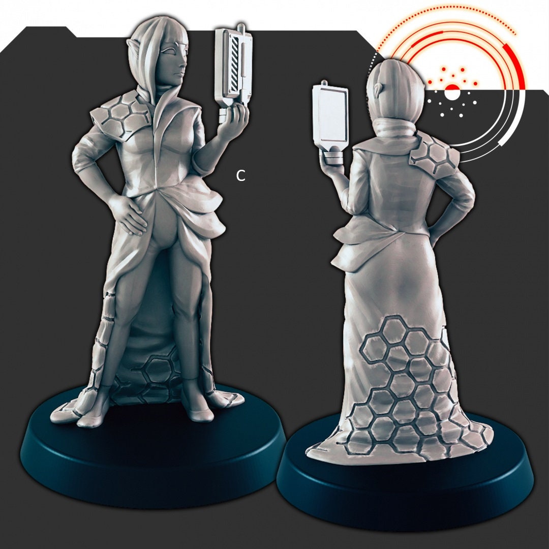 Sci-fi Explorers and Scientists mini set - EC3D | Legion | Cyberpunk | Starfinder | Scifi | Futuristic | Cybernetic | Space | Male | Female-5