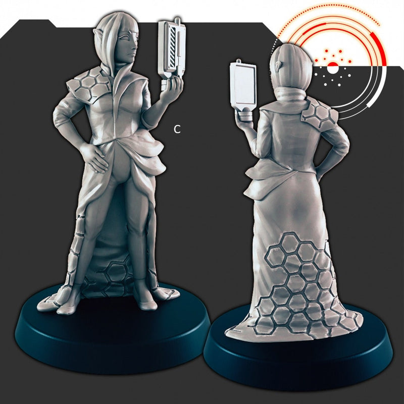 Sci-fi Explorers and Scientists mini set - EC3D | Legion | Cyberpunk | Starfinder | Scifi | Futuristic | Cybernetic | Space | Male | Female-5