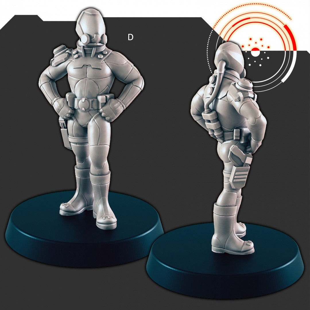 Sci-fi Explorers and Scientists mini set - EC3D | Legion | Cyberpunk | Starfinder | Scifi | Futuristic | Cybernetic | Space | Male | Female-6