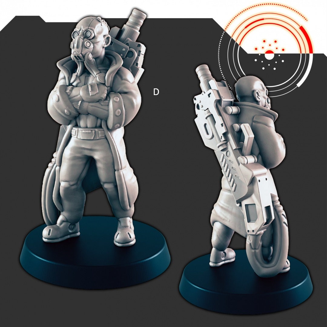 Sci-Fi Crew #1 mini set - EC3D | Legion | Cyberpunk | Starfinder | Scifi | Futuristic | Cybernetic | Alien | Human | Male | Spaceship-5