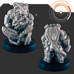 Sci-fi Space Dwarves mini set - EC3D | Legion | Cyberpunk | Starfinder | Scifi | Futuristic | Cybernetic | Space | Male-3