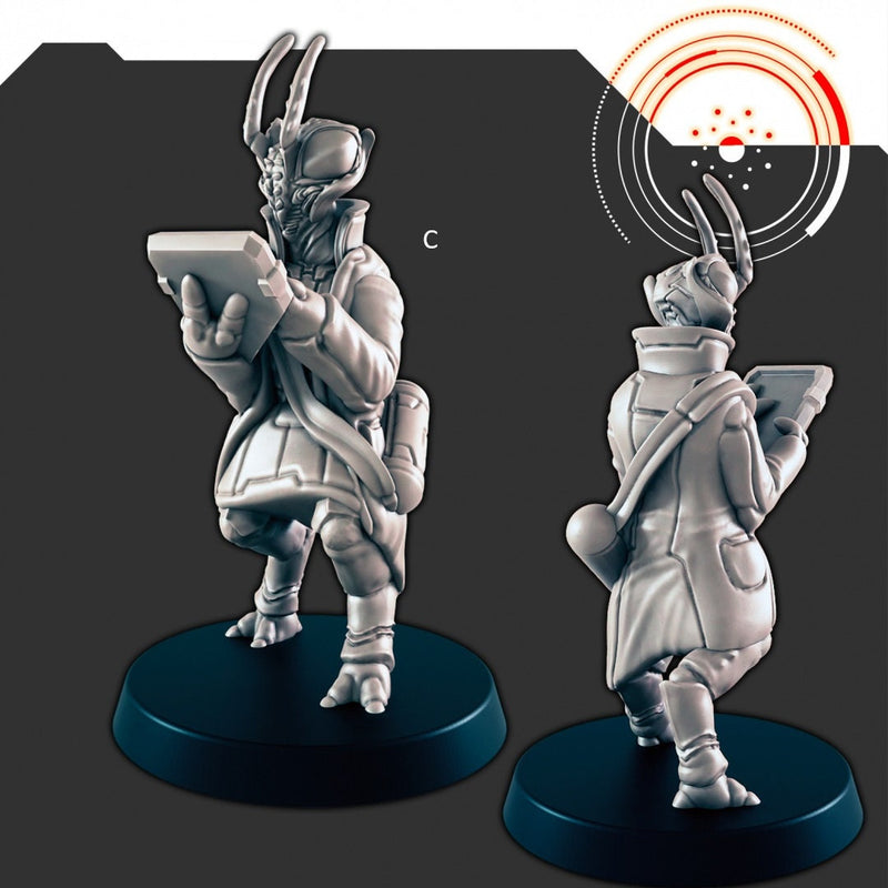 Sci-fi Insectoid Aliens mini set - EC3D | Legion | Cyberpunk | Starfinder | Scifi | Futuristic | Alien | Scientist | Explorer | Warrior-4