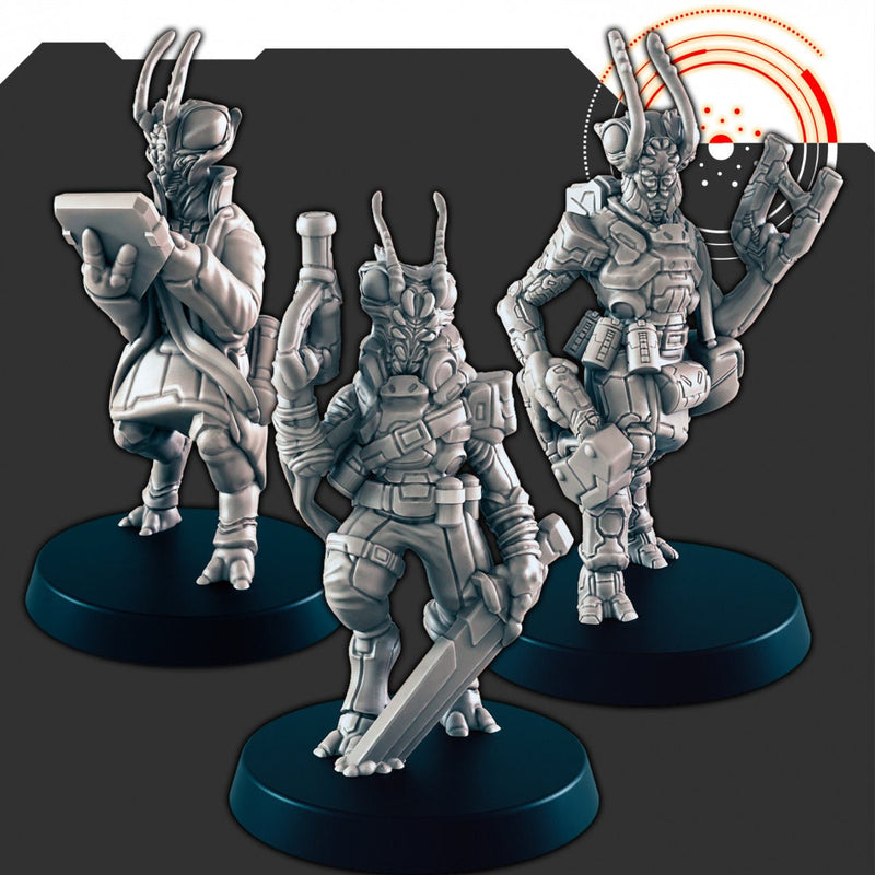 Sci-fi Insectoid Aliens mini set - EC3D | Legion | Cyberpunk | Starfinder | Scifi | Futuristic | Alien | Scientist | Explorer | Warrior-1
